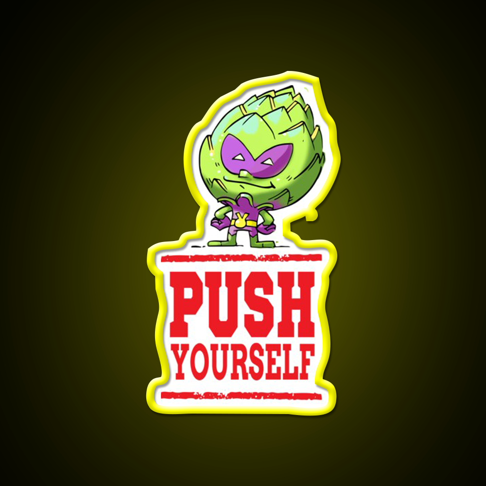 Push Yourself Artichoke Alien Workout Gym Fitness Led Neon Sign Rgb Color