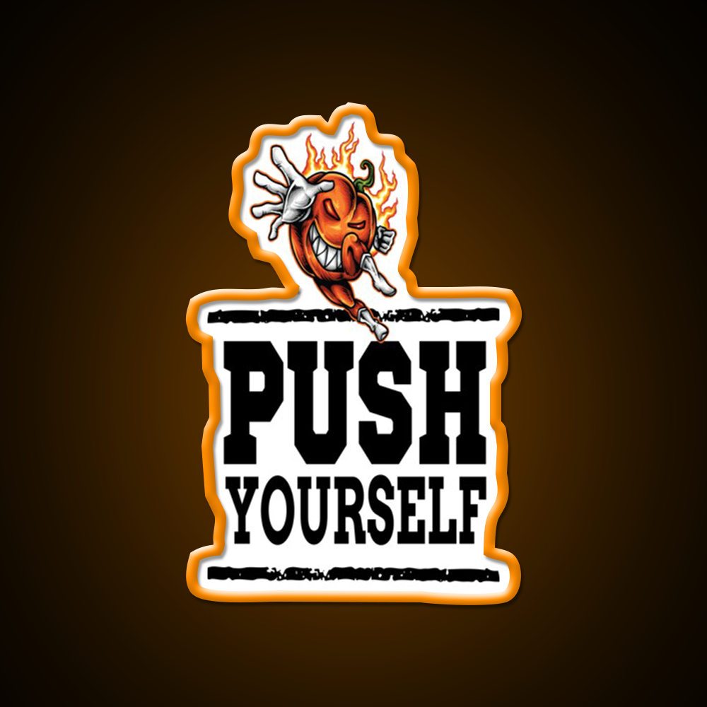 Push Yourself Halloween Pumpkin Workout Gym Fitness Led Neon Sign Rgb Color