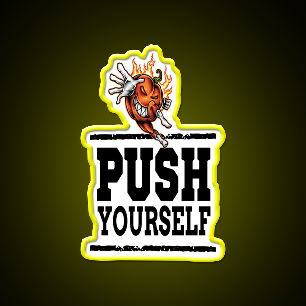 Push Yourself Halloween Pumpkin Workout Gym Fitness Led Neon Sign Rgb Color