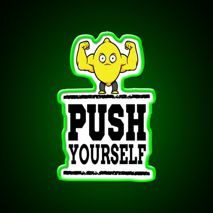 Push Yourself Jacked Lemon Workout Bodybuilding Gym Fitness Led Neon Sign Rgb Color