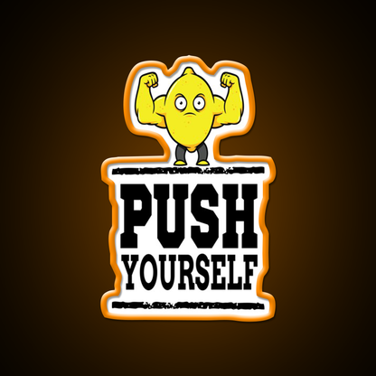 Push Yourself Jacked Lemon Workout Bodybuilding Gym Fitness Led Neon Sign Rgb Color