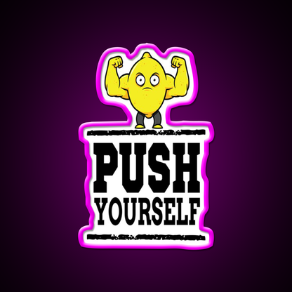 Push Yourself Jacked Lemon Workout Bodybuilding Gym Fitness Led Neon Sign Rgb Color