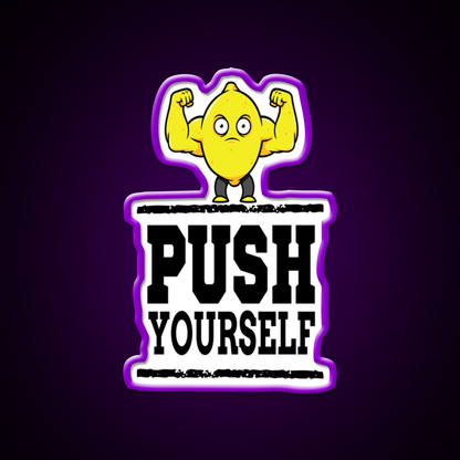 Push Yourself Jacked Lemon Workout Bodybuilding Gym Fitness Led Neon Sign Rgb Color