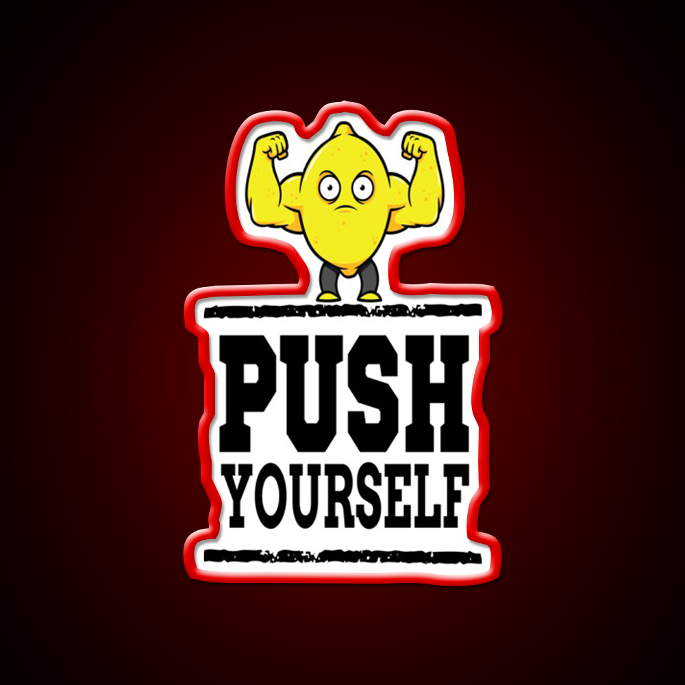 Push Yourself Jacked Lemon Workout Bodybuilding Gym Fitness Led Neon Sign Rgb Color