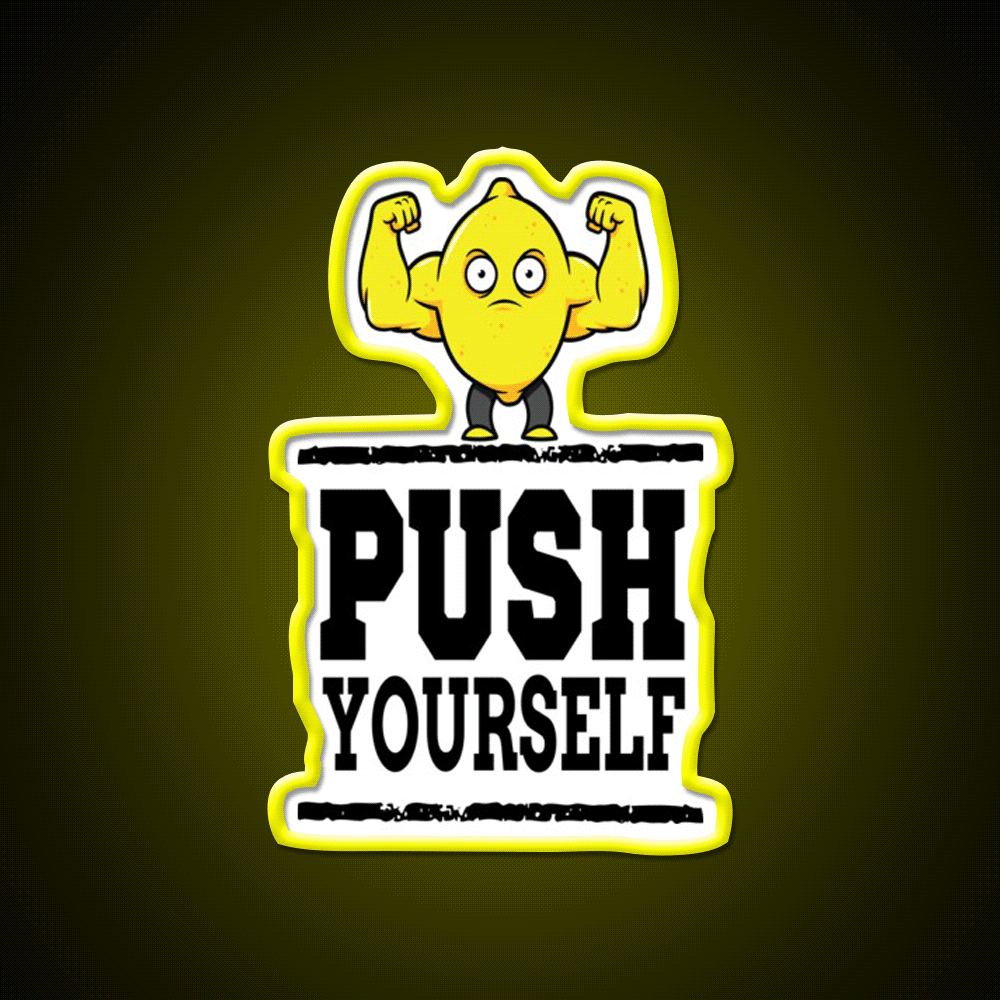 Push Yourself Jacked Lemon Workout Bodybuilding Gym Fitness Led Neon Sign Rgb Color
