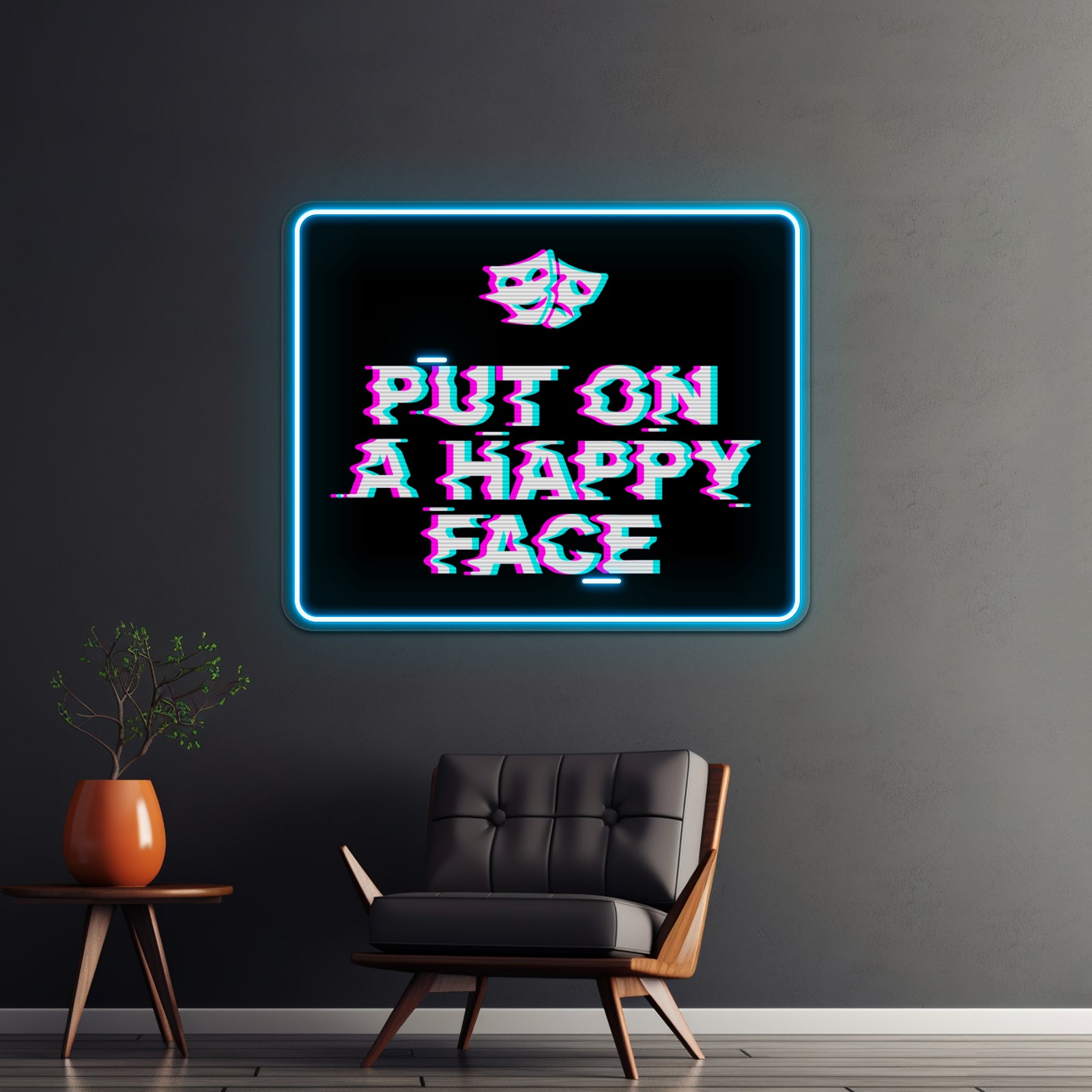 Put On A Happy Face Artwork Led Signs For Room | Shineneon