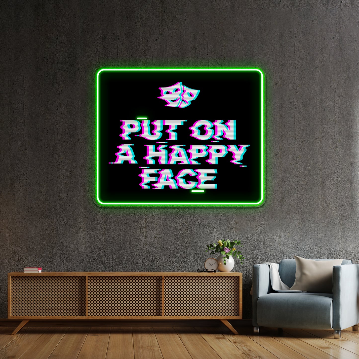 Put On A Happy Face Artwork Led Signs For Room