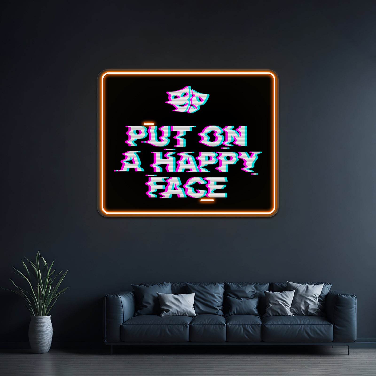 Put On A Happy Face Artwork Led Signs For Room | Shineneon
