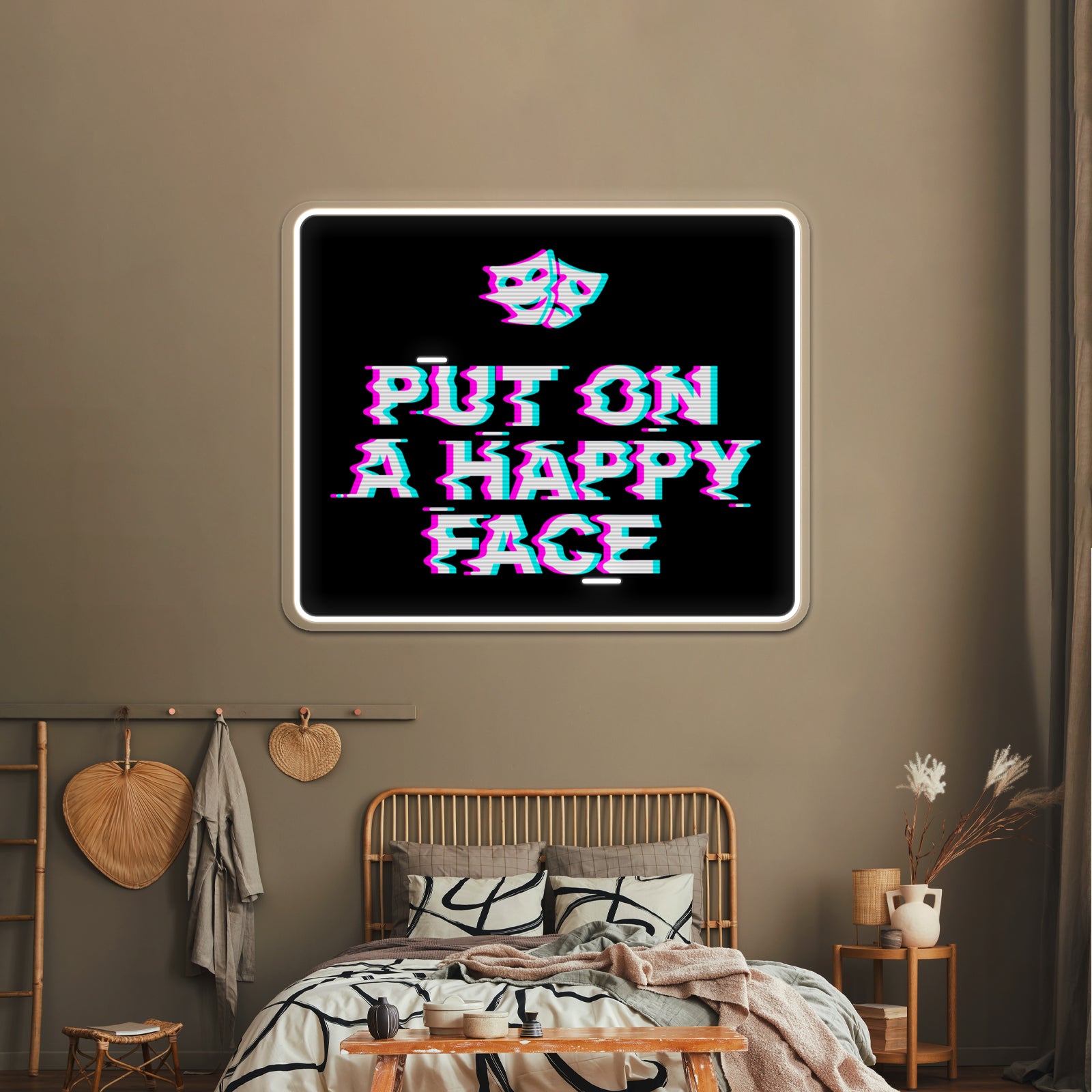 Put On A Happy Face Artwork Led Signs For Room | Shineneon
