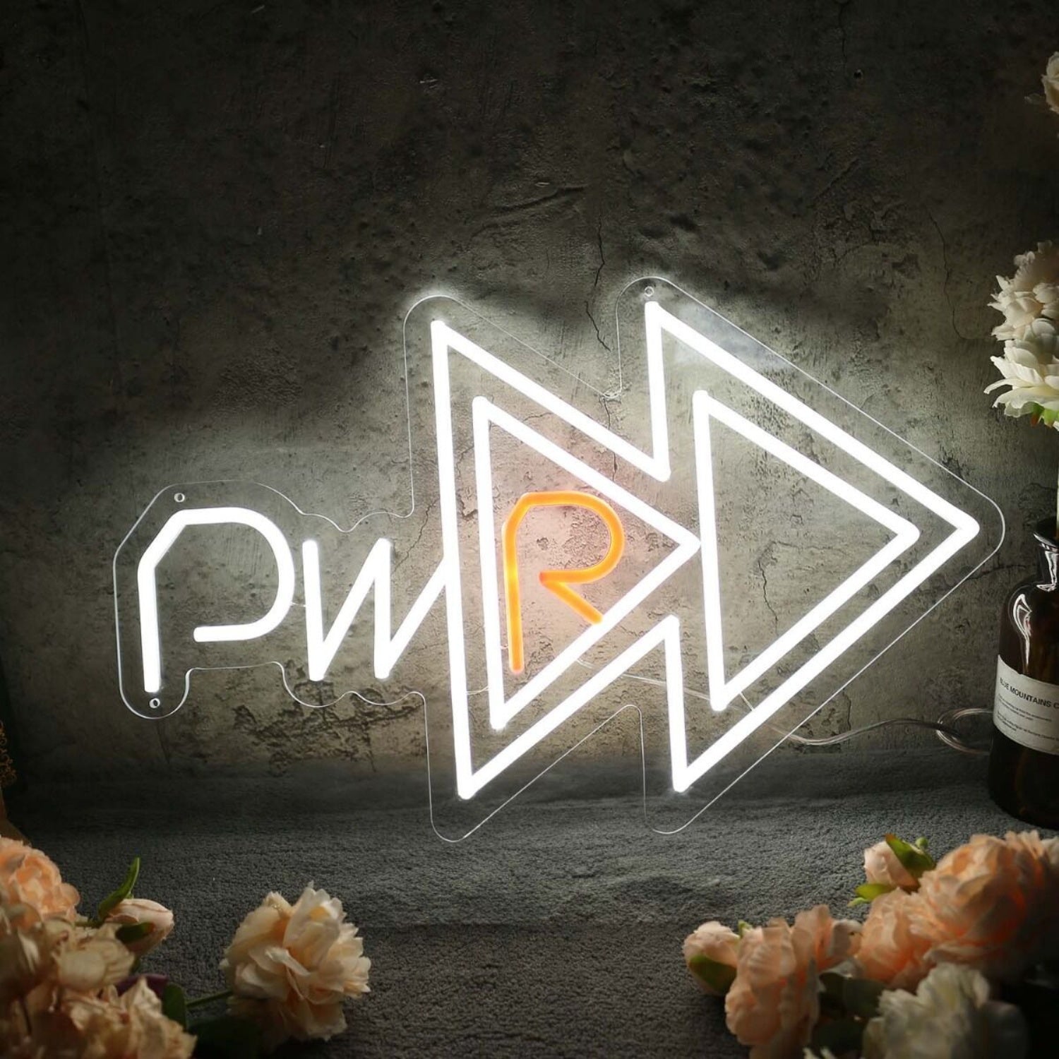 Pwr With Fast Forward Key White Led Neon Sign | Shineneon