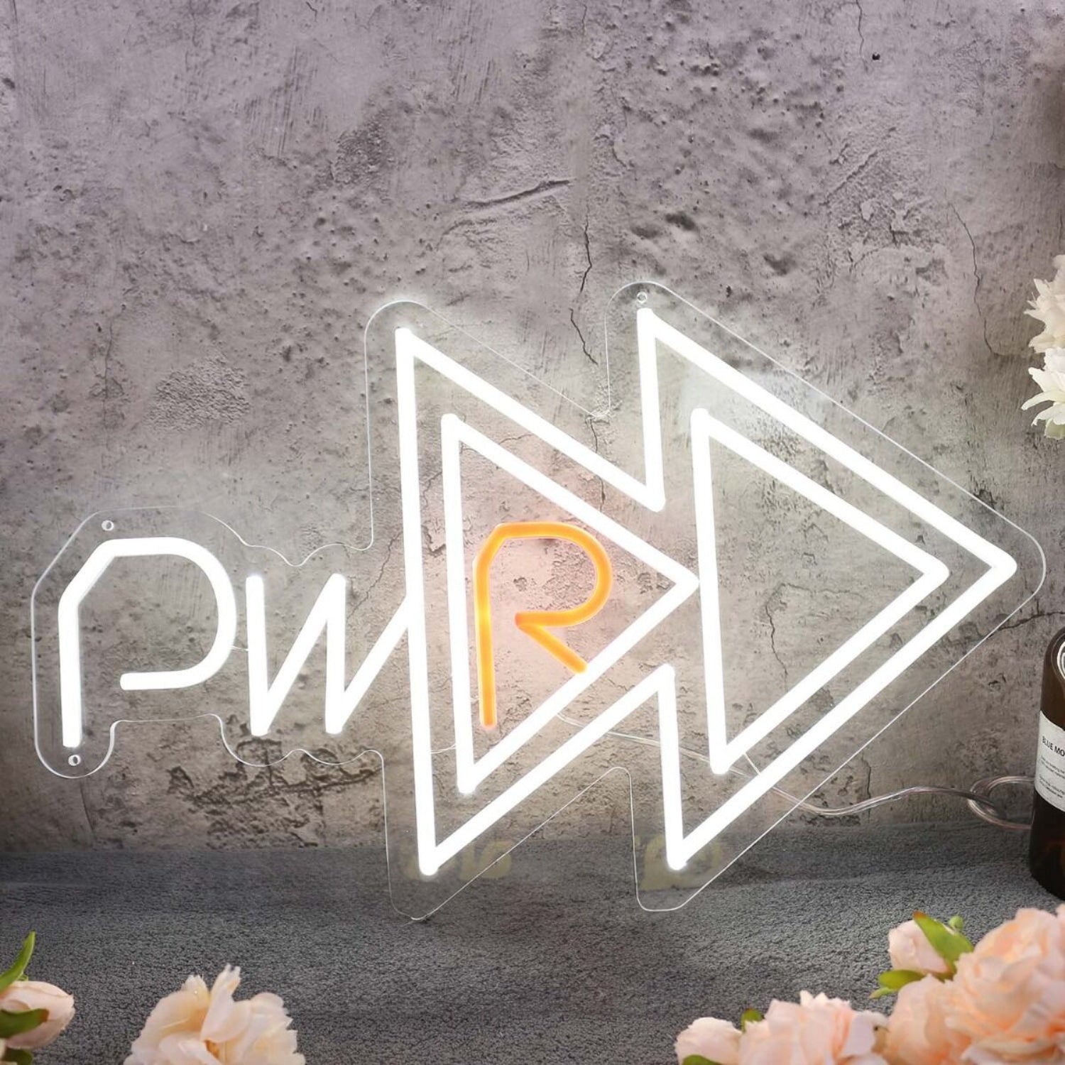 Pwr With Fast Forward Key White Led Neon Sign | Shineneon