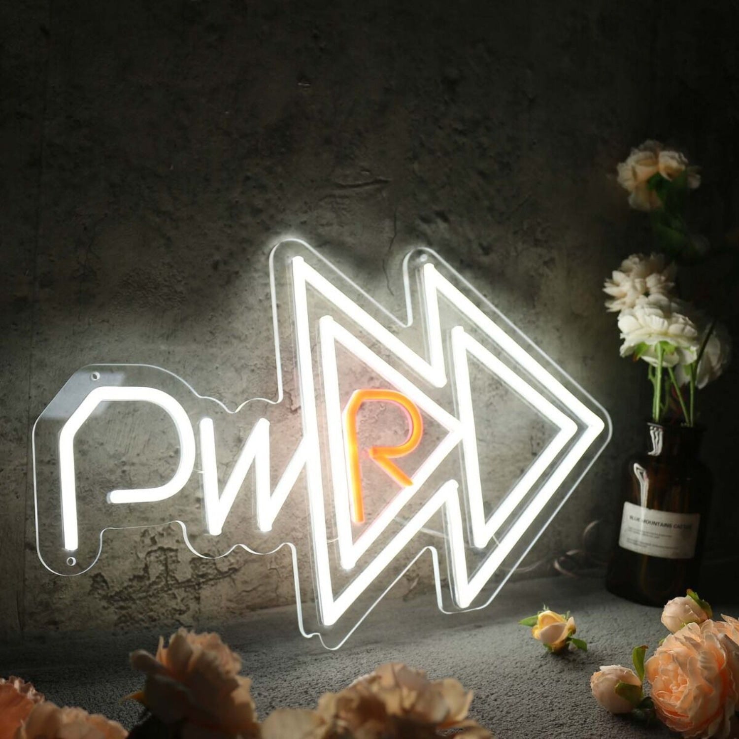 Pwr With Fast Forward Key White Led Neon Sign | Shineneon