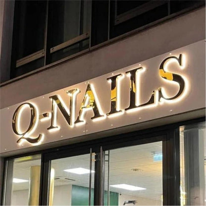 Q Nails 3D Backlit Letters Business Metal Led Sign - Shineneon