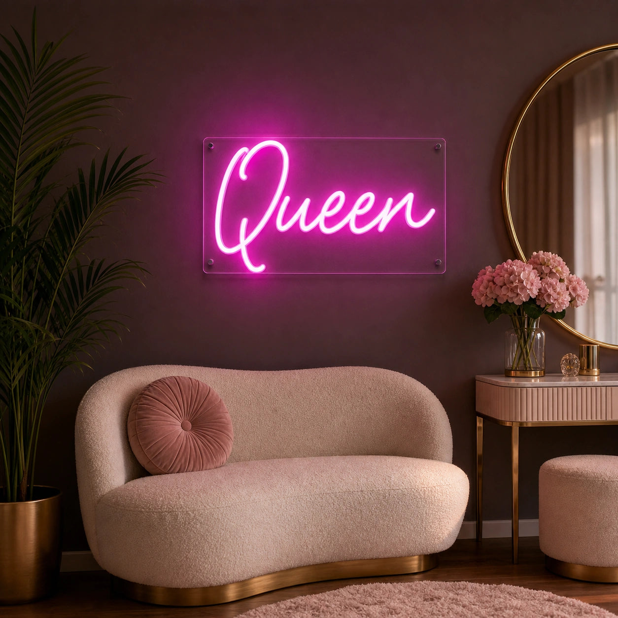 Queen LED Neon Sign Garage Man Cave Neon Sign real lifestyle scene