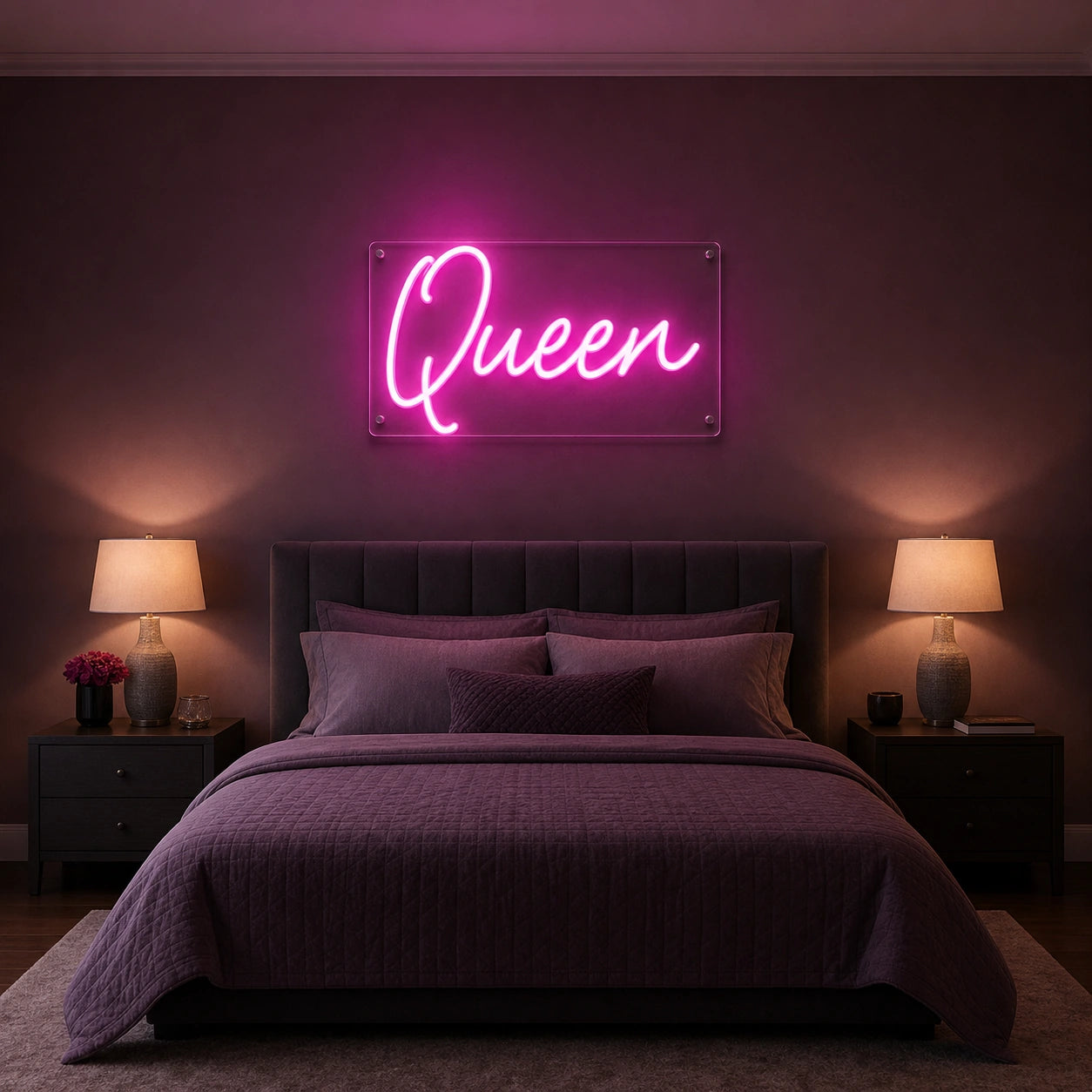 Queen LED Neon Sign Garage Man Cave Neon Sign size image