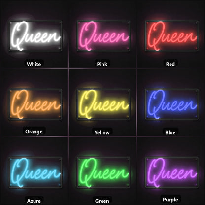 Queen LED Neon Sign Garage Man Cave Neon Sign color grid