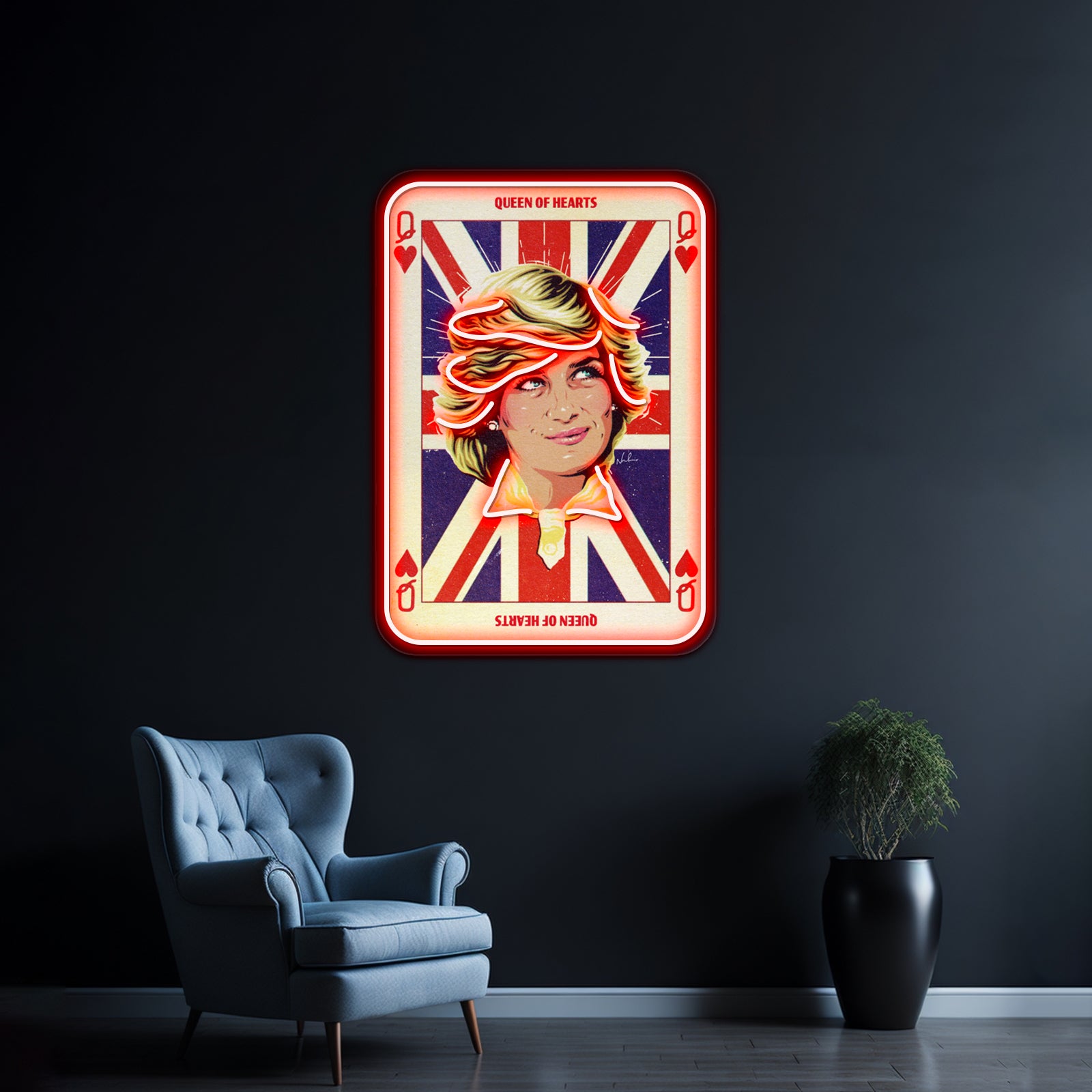 Queen Of Hearts Artwork Led Signs For Room | Shineneon