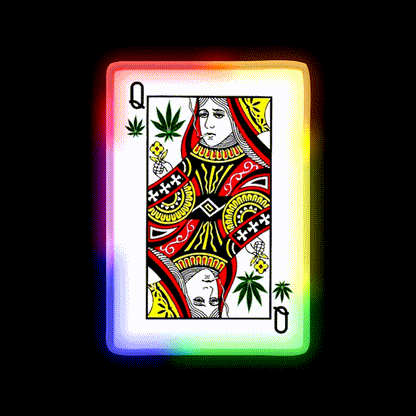 Queen Of Hemp Inspired Green Leaf Led Neon Sign Rgb Color - LED neon sign close-up detail