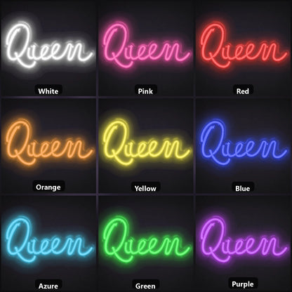 Queen Wall Art LED Neon Sign Garage Man Cave Neon Sign color grid