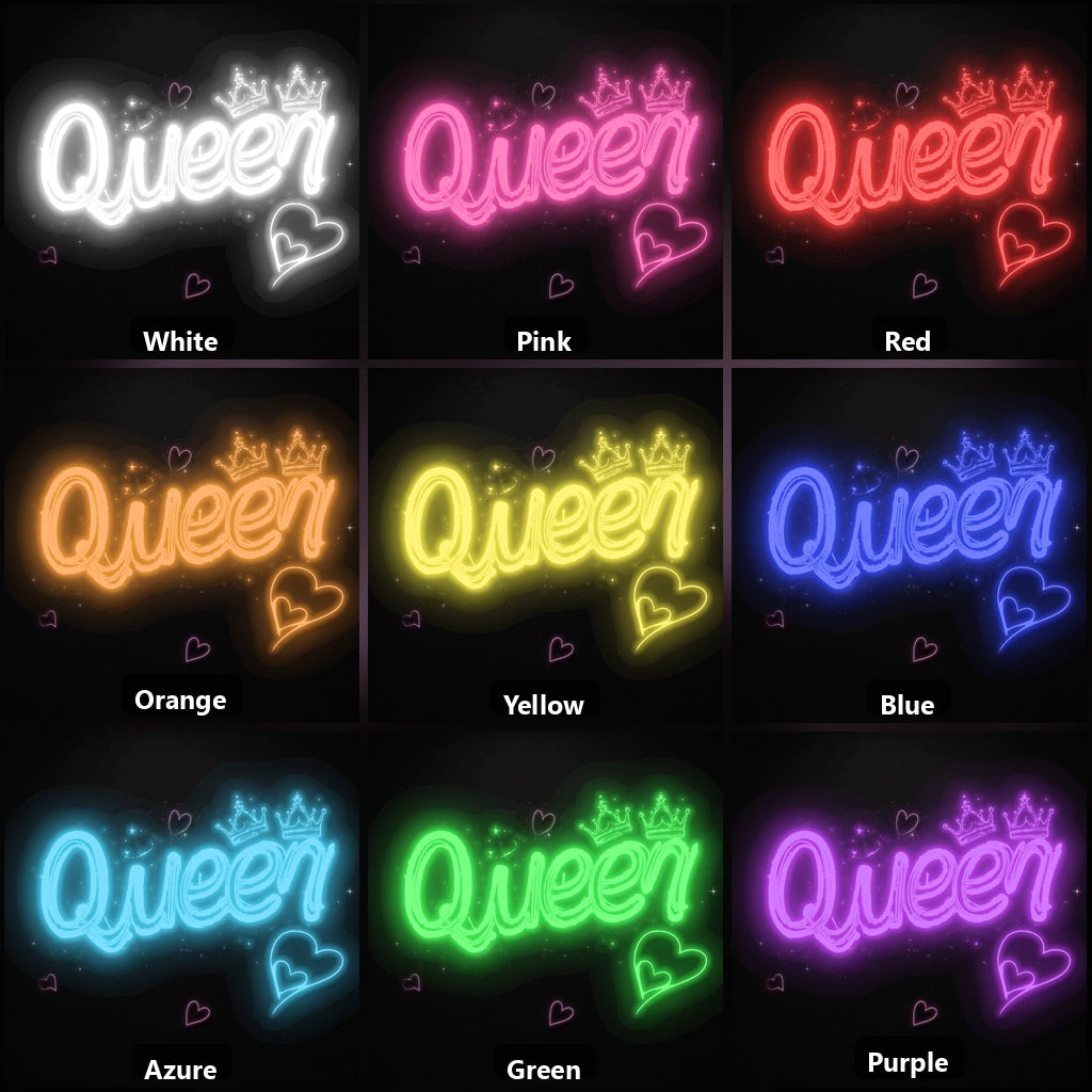 Queen Wall Decor LED Neon Sign Garage Man Cave Neon Sign color grid