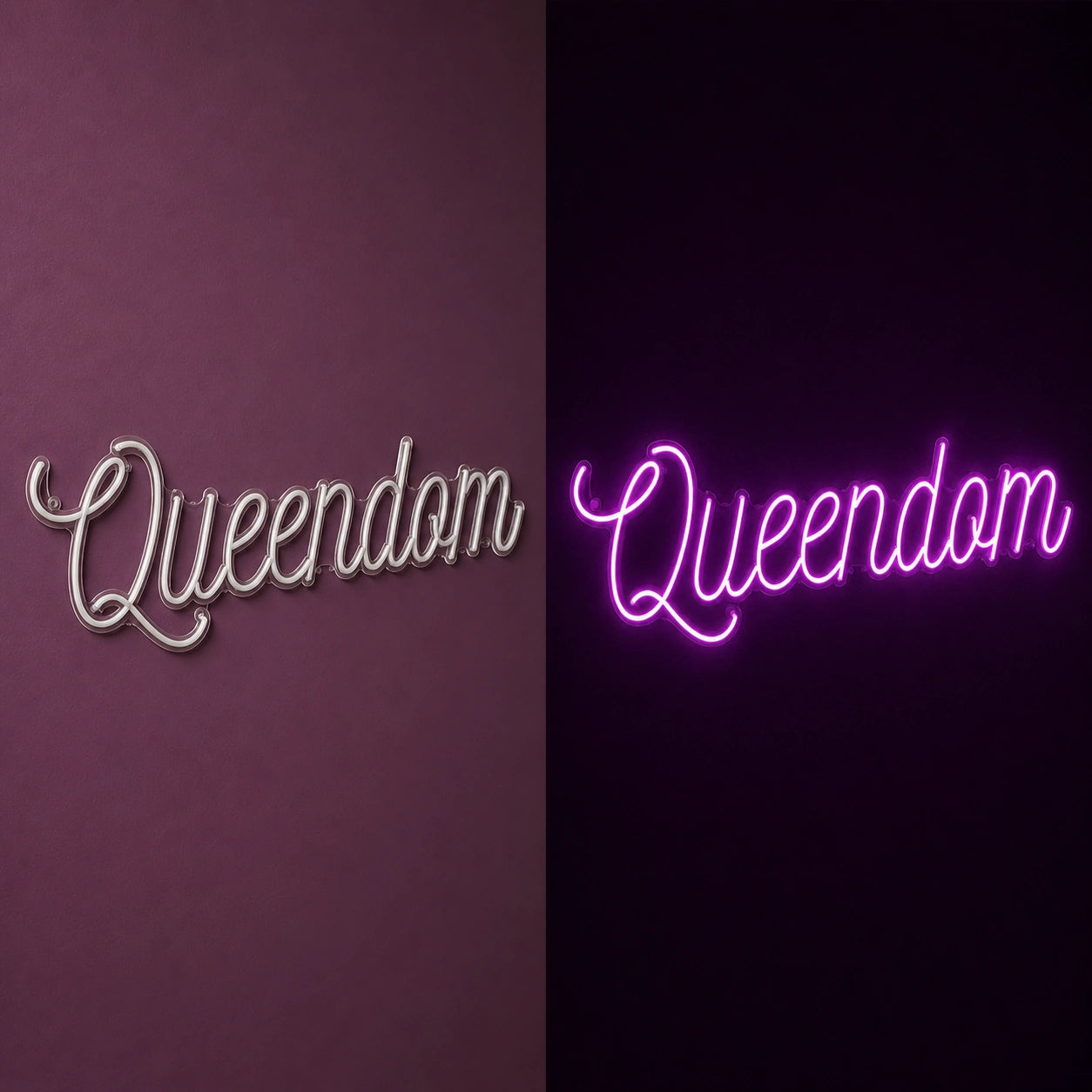 Queendom LED Neon Sign Garage Man Cave Neon Sign day and night comparison