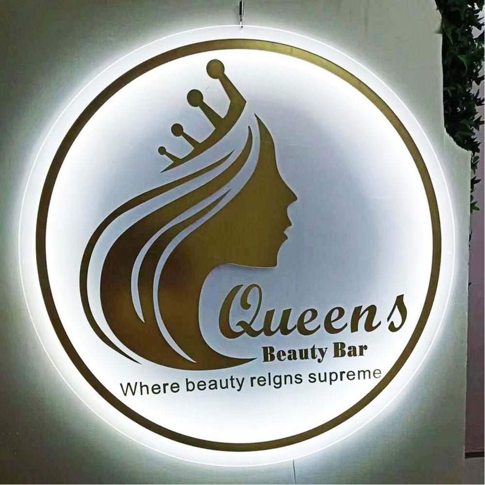 Queens Beauty Bar Acrylic Business Logo Sign - Shineneon