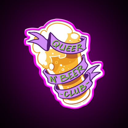 Queer N Beer Bar Decor Led Neon Sign Rgb Color - Neon sign mounted on wall in room