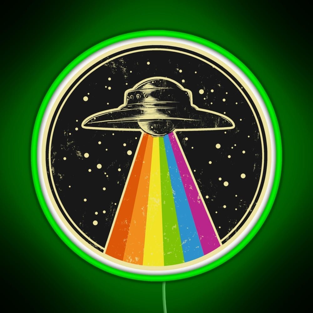 Queer Ufo Rainbow Ufo Alien Abduction Queer Rgb Neon Sign - Shineneon