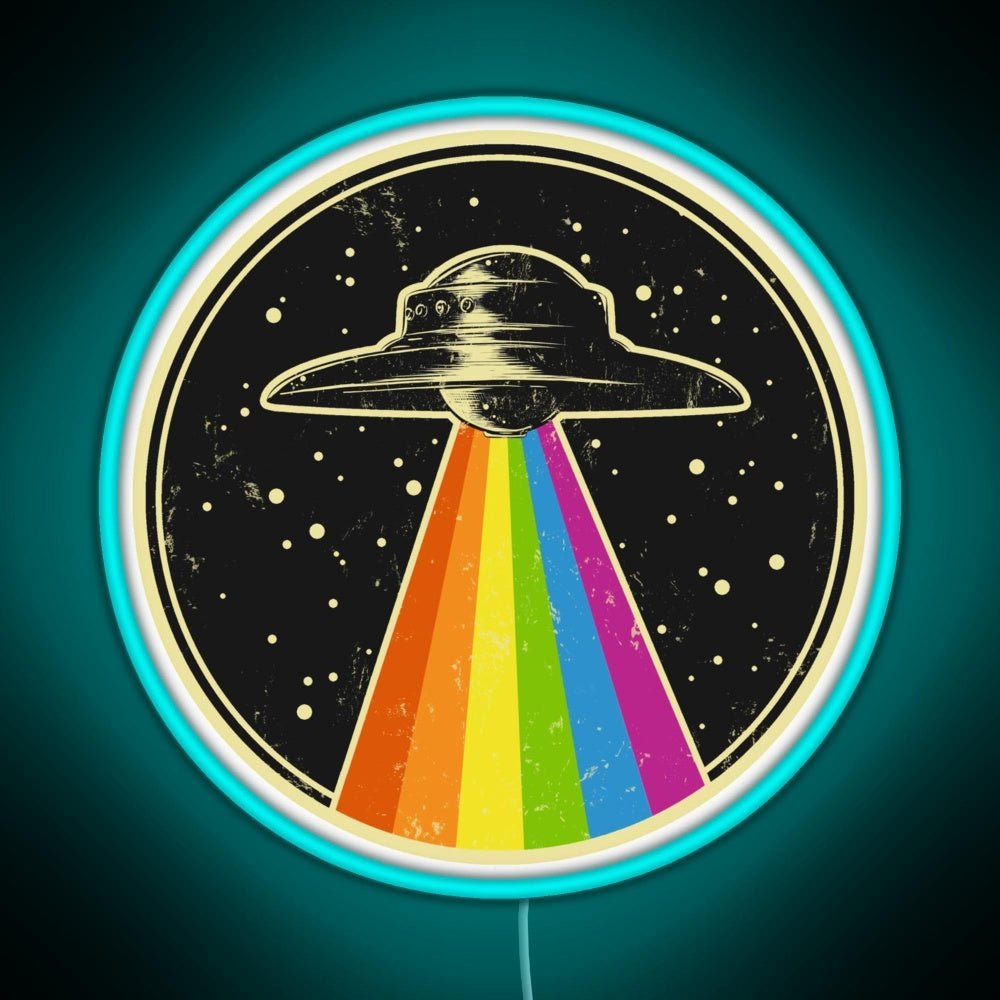 Queer Ufo Rainbow Ufo Alien Abduction Queer Rgb Neon Sign - Shineneon