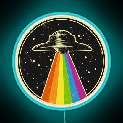 Queer Ufo Rainbow Ufo Alien Abduction Queer Rgb Neon Sign - Shineneon