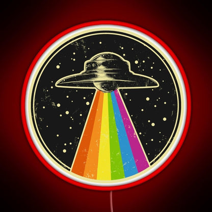 Queer Ufo Rainbow Ufo Alien Abduction Queer Rgb Neon Sign - Shineneon