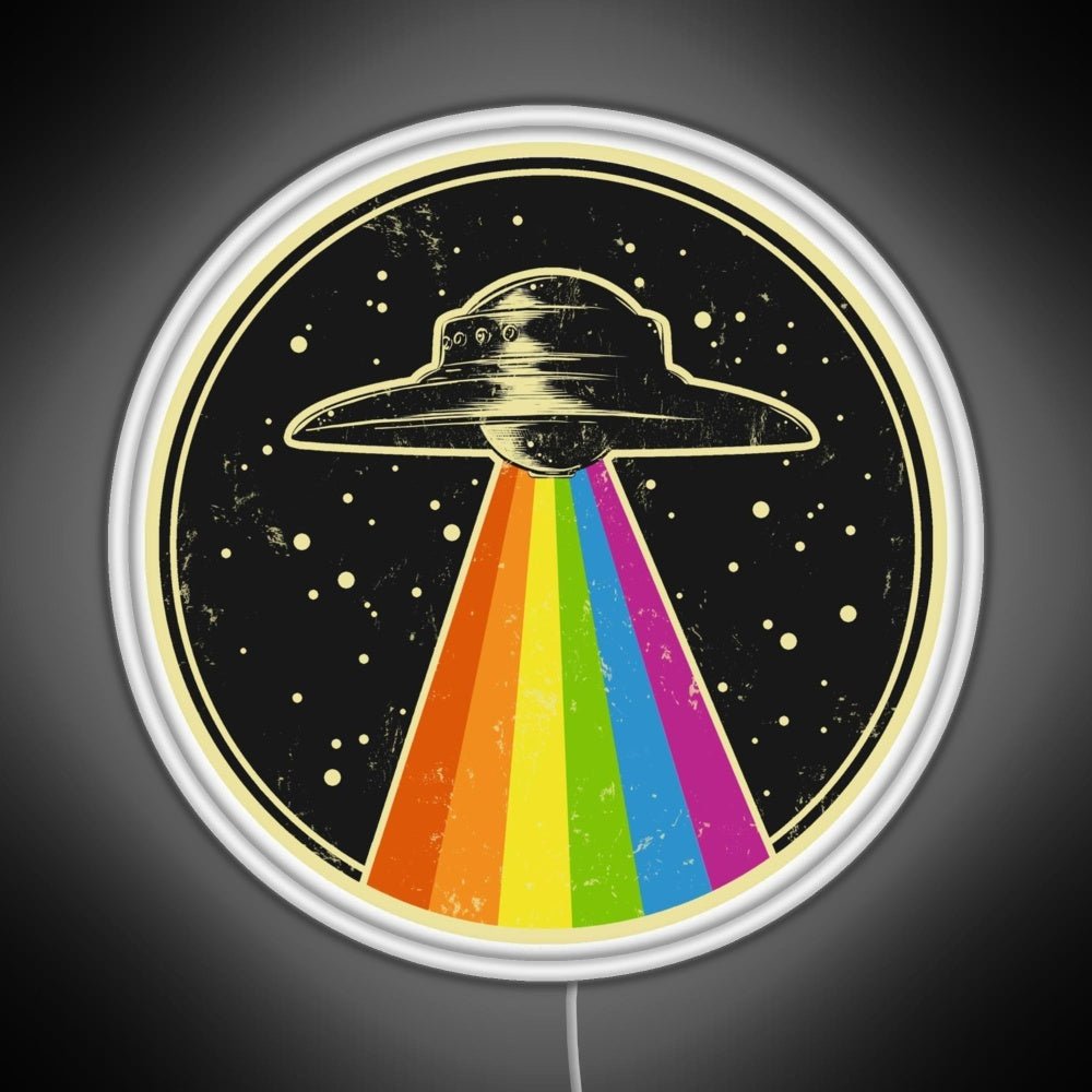 Queer Ufo Rainbow Ufo Alien Abduction Queer Rgb Neon Sign - Shineneon