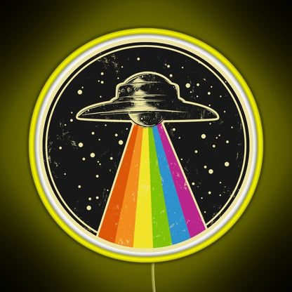 Queer Ufo Rainbow Ufo Alien Abduction Queer Rgb Neon Sign - Shineneon
