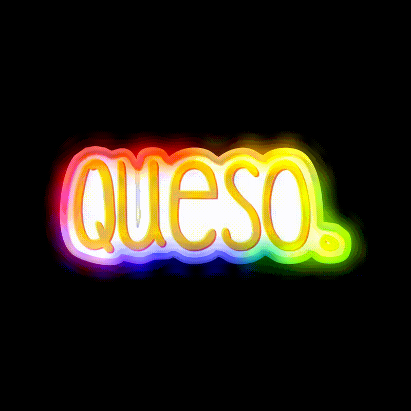 Queso Snack Food Led Neon Sign Rgb Color - LED neon sign close-up detail