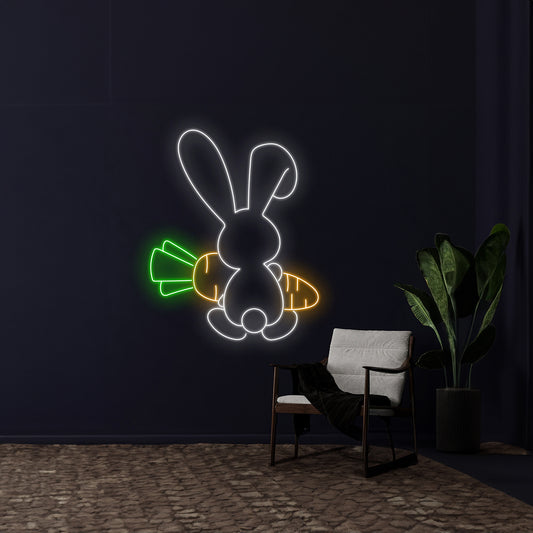 Rabbit Carrot Neon Sign