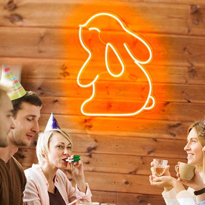 Rabbit Easter Orange Led Neon Sign Cute Bunny Indoor Party Decor | Shineneon