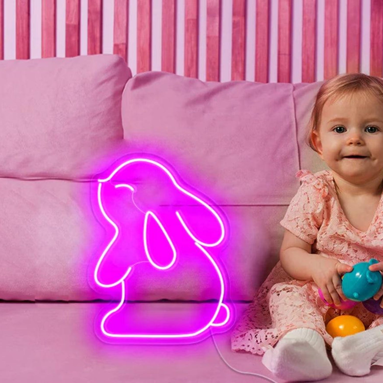 Rabbit Easter Orange Led Neon Sign Cute Bunny Indoor Party Decor | Shineneon