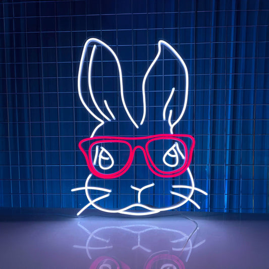 Rabbit In Glasses Neon Sign