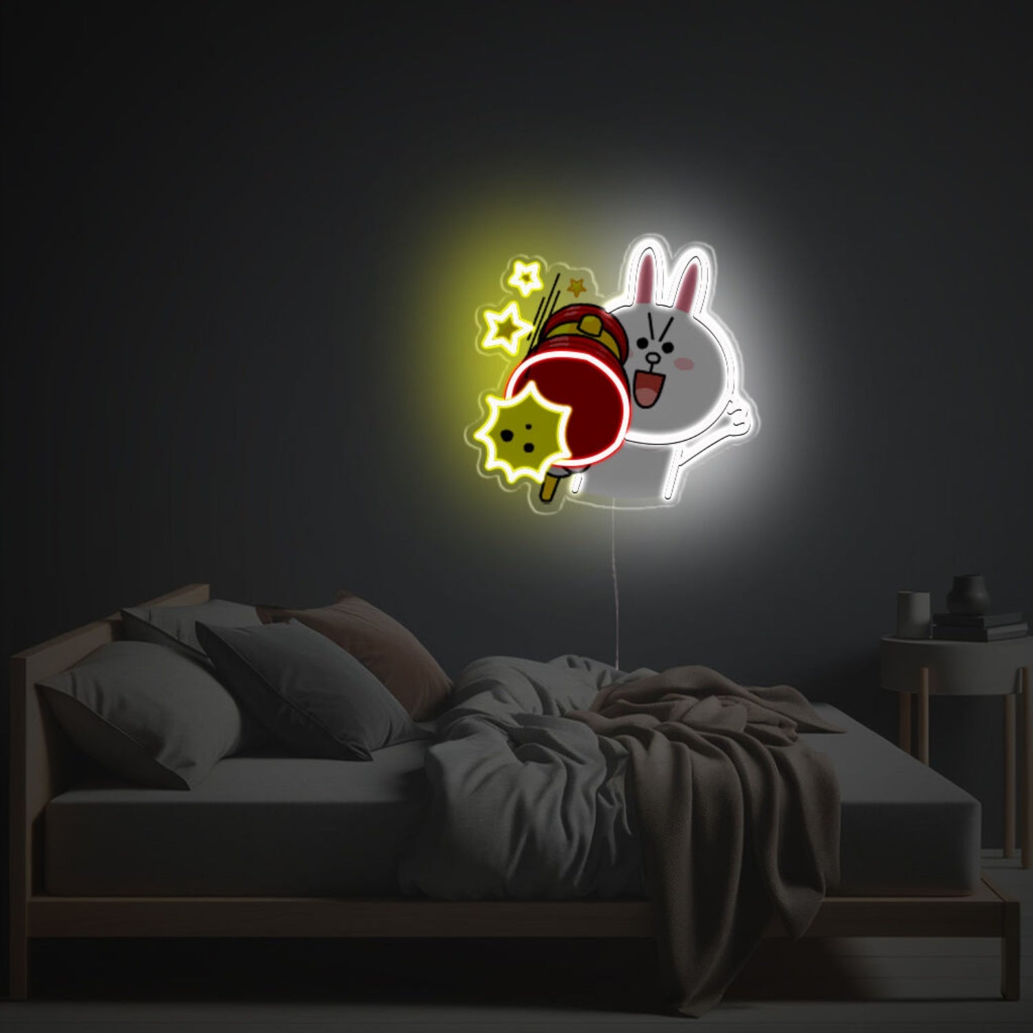 Rabbit With Red Hammer Led Neon Acrylic Artwork | Shineneon