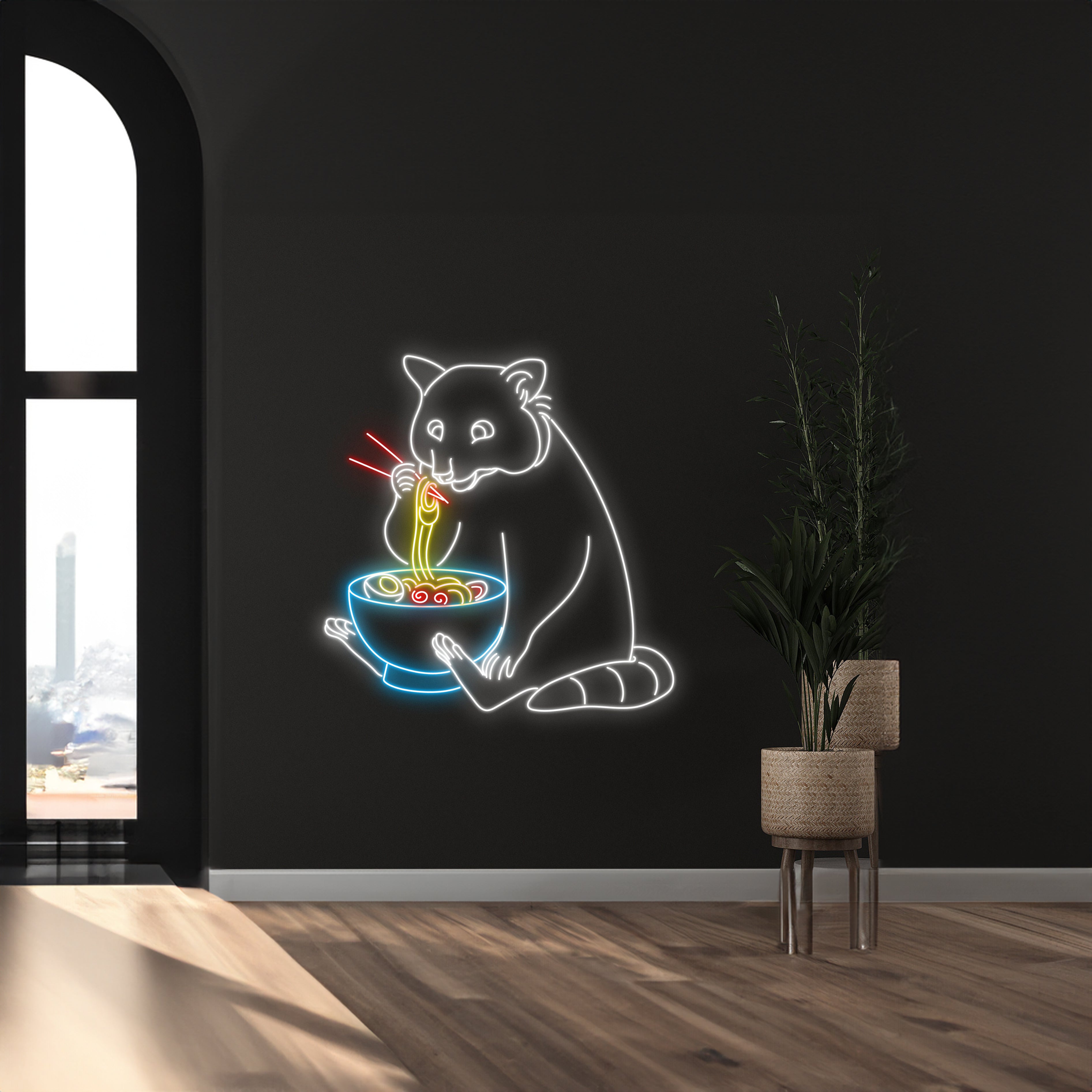 Raccoon Eats Ramen Neon Sign | Shineneon