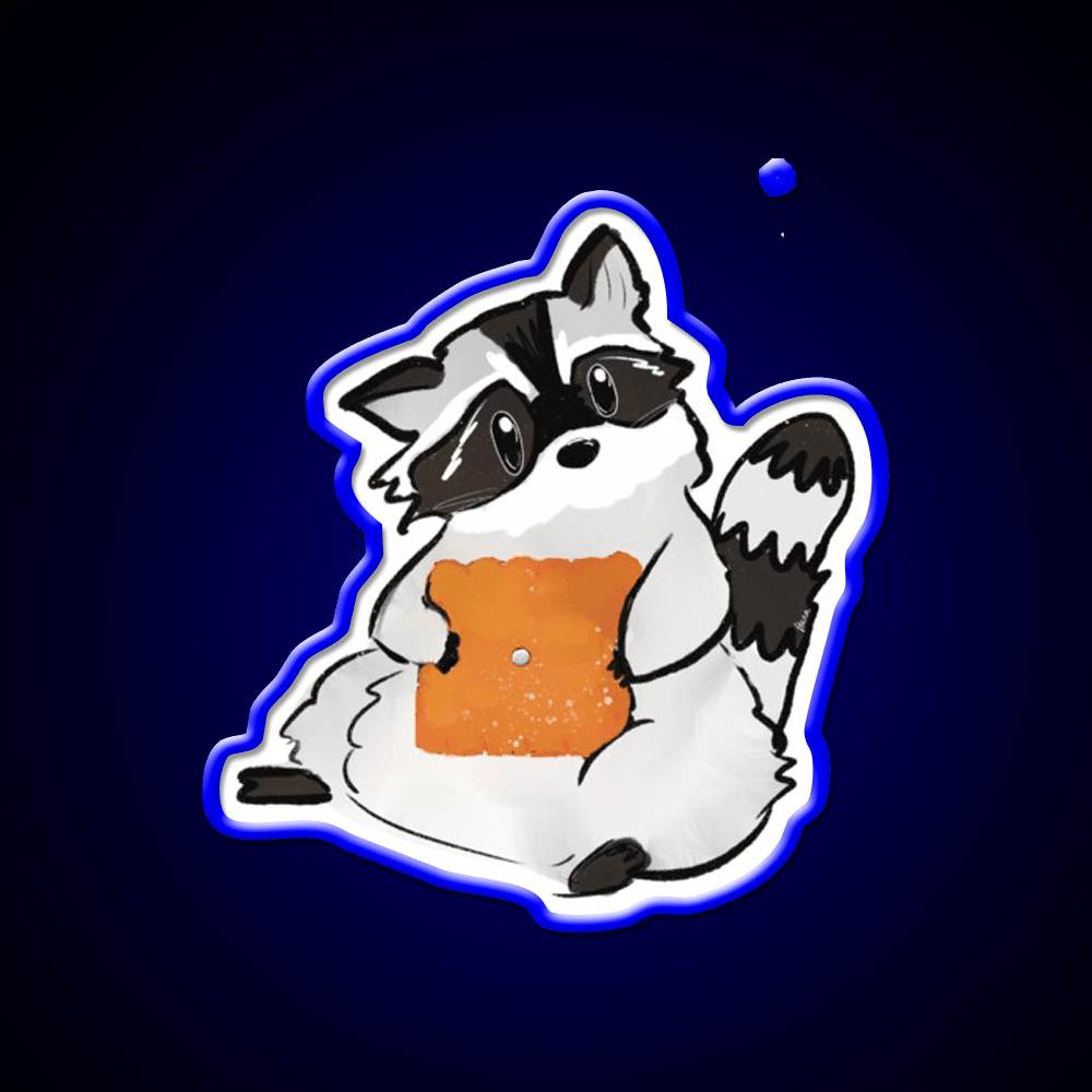 Raccoon Holding A Giant Cheez It Cracker Snack Food Led Neon Sign Rgb Color - Shineneon