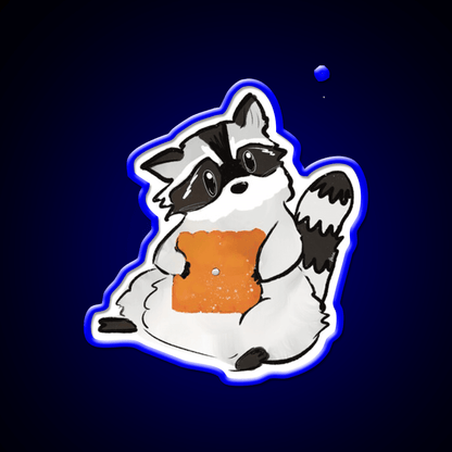 Raccoon Holding A Giant Cheez It Cracker Snack Food Led Neon Sign Rgb Color - Shineneon