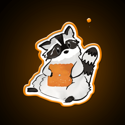 Raccoon Holding A Giant Cheez It Cracker Snack Food Led Neon Sign Rgb Color - Shineneon