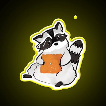 Raccoon Holding A Giant Cheez It Cracker Snack Food Led Neon Sign Rgb Color - Shineneon