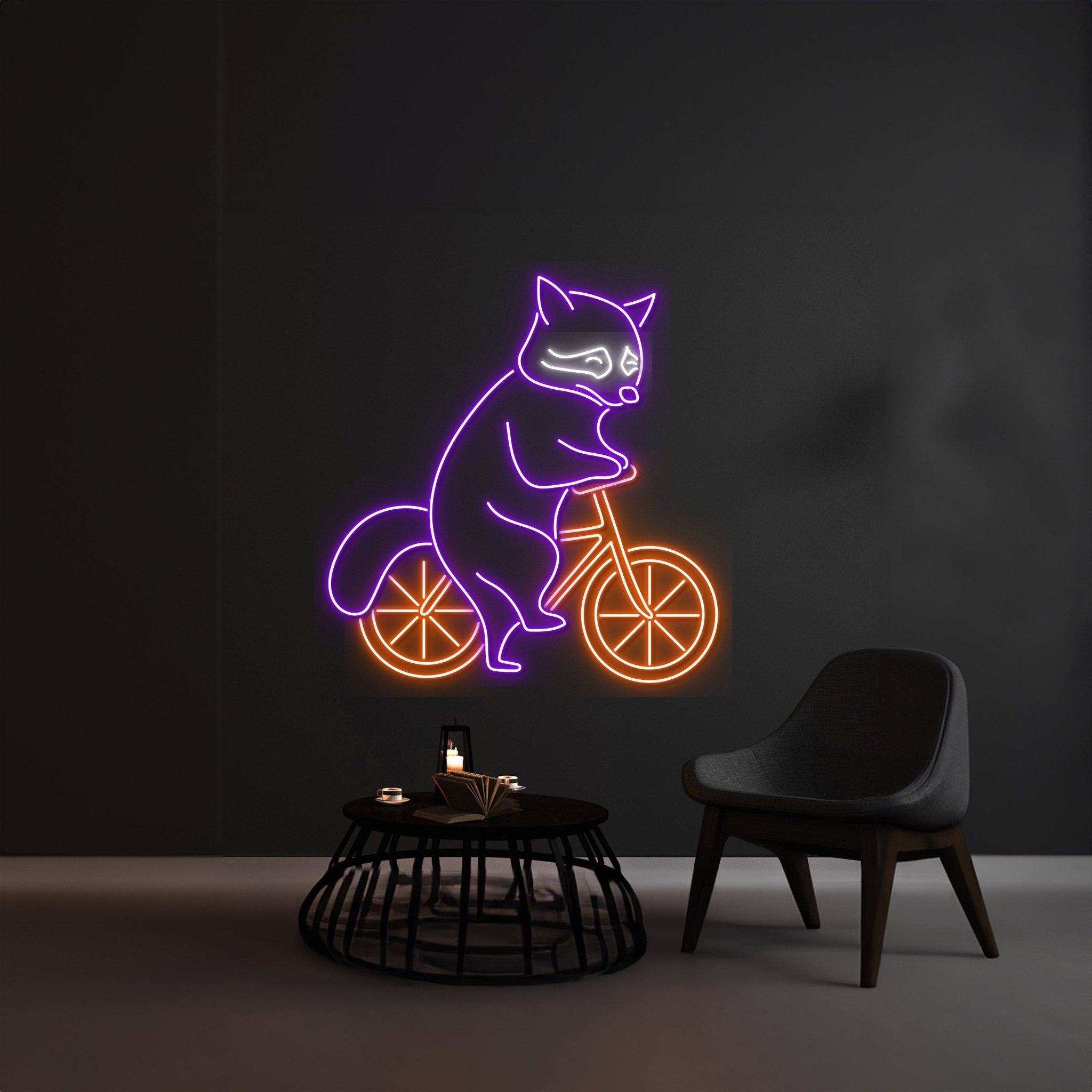 Raccoon Riding Bicycle Neon Sign - Shineneon