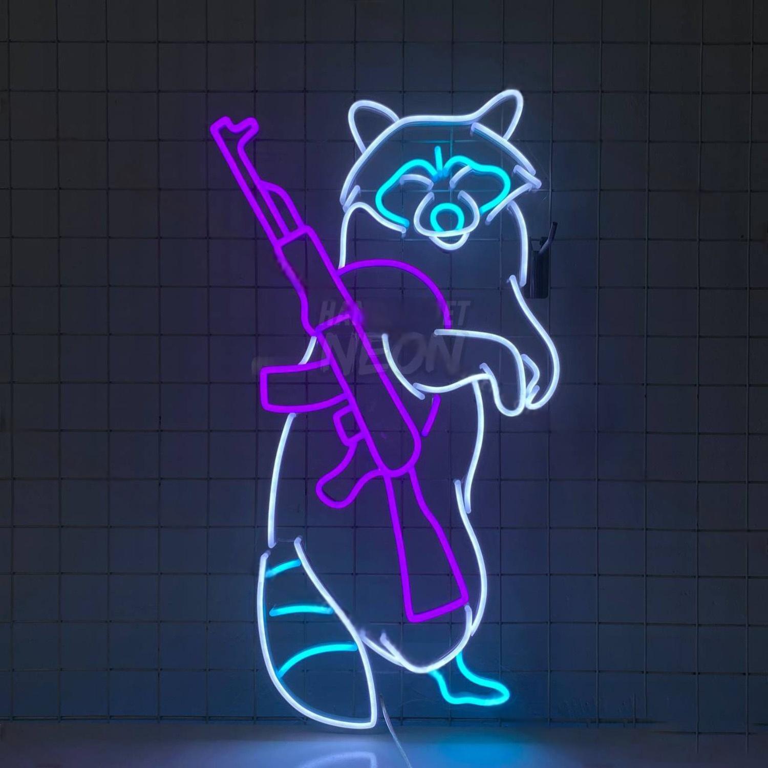Raccoon Shooting Led Neon Sign | Shineneon