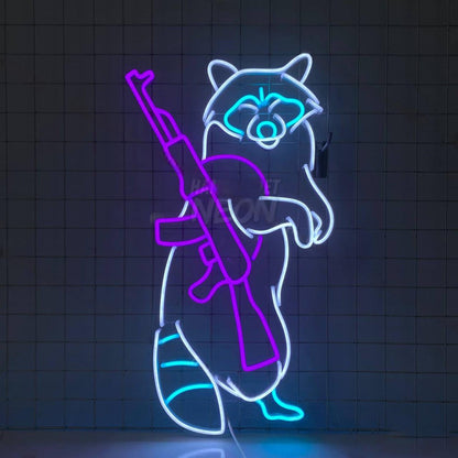 Raccoon Shooting Led Neon Sign | Shineneon