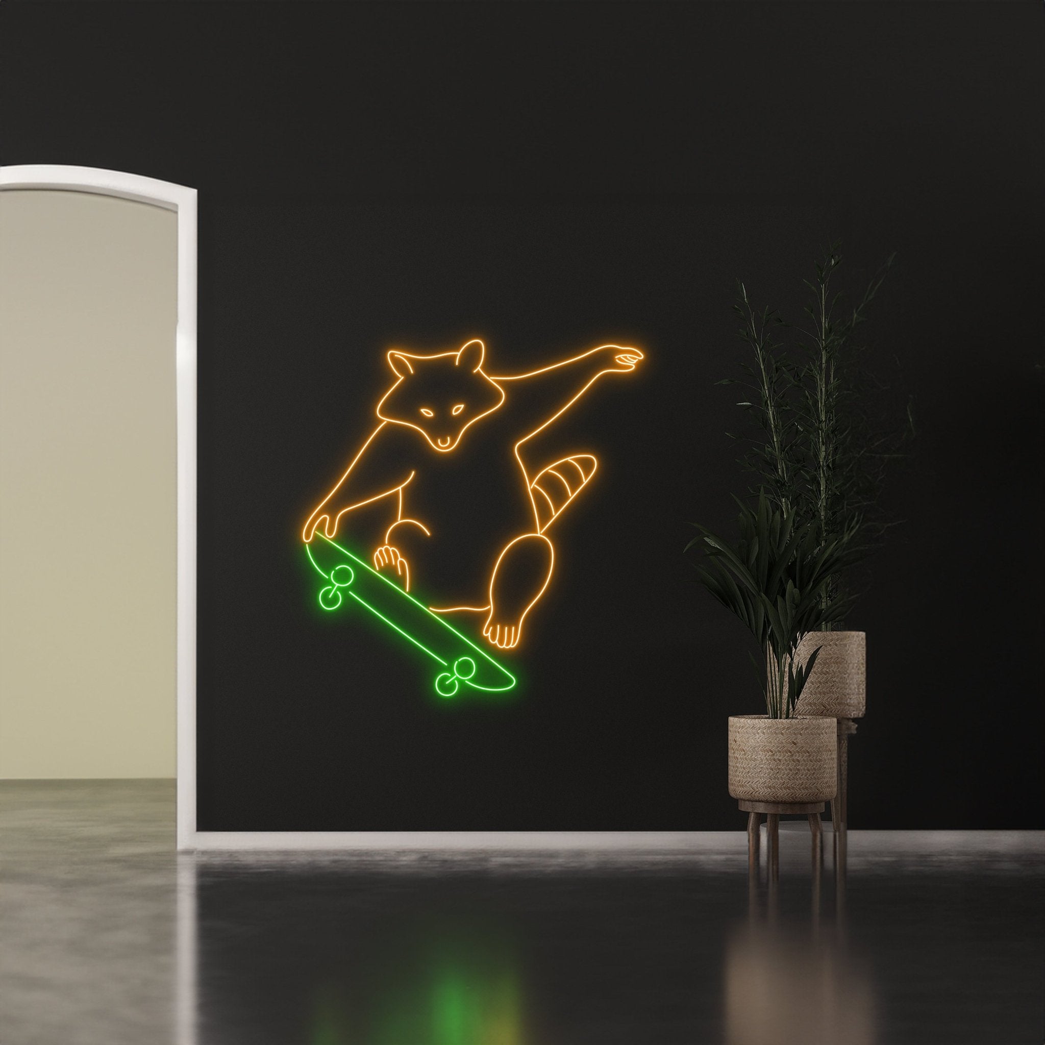 Raccoon Skateboarding Neon Sign - Shineneon