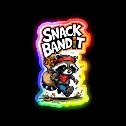 Raccoon Snack Bandit Snack Food Led Neon Sign Rgb Color - LED neon sign close-up detail