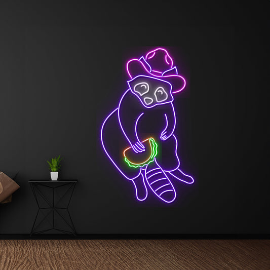 Raccoon Tacos Neon Sign